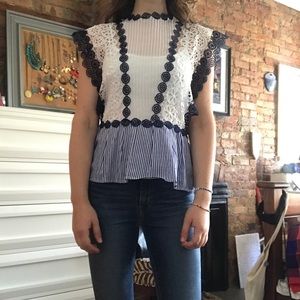 Handmade lace tank top from India